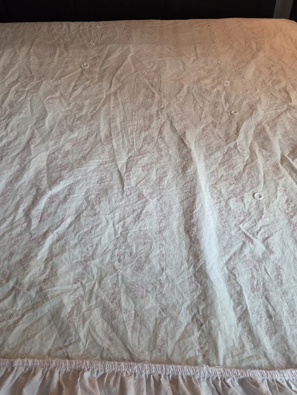 Simply Shabby Chic Soft Pink Ruffled Cotton Curtain Panel Elegant Floral Pattern